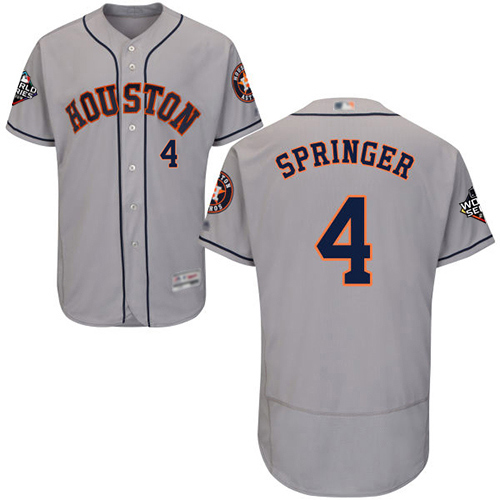 Astros #4 George Springer Grey Flexbase Authentic Collection 2019 World Series Bound Stitched MLB Jersey Astros #4 George Springer Grey Flexbase Authentic Collection 2019 World Series Bound Stitched MLB Jersey