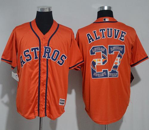 Astros #27 Jose Altuve Orange Team Logo Fashion Stitched MLB Jersey Astros #27 Jose Altuve Orange Team Logo Fashion Stitched MLB Jersey