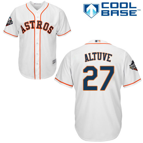 Astros #27 Jose Altuve White New Cool Base 2019 World Series Bound Stitched MLB Jersey Astros #27 Jose Altuve White New Cool Base 2019 World Series Bound Stitched MLB Jersey