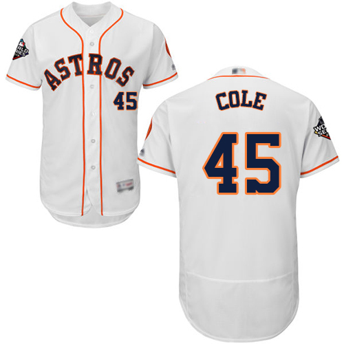 Astros #45 Gerrit Cole White Flexbase Authentic Collection 2019 World Series Bound Stitched MLB Jersey Astros #45 Gerrit Cole White Flexbase Authentic Collection 2019 World Series Bound Stitched MLB Jersey