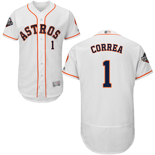 Astros #1 Carlos Correa White Flexbase Authentic Collection 2019 World Series Bound Stitched MLB Jersey Astros #1 Carlos Correa White Flexbase Authentic Collection 2019 World Series Bound Stitched MLB Jersey