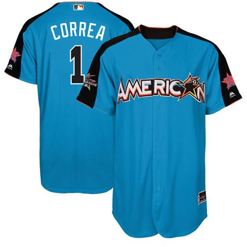 Astros #1 Carlos Correa Blue 2017 All-Star American League Stitched MLB Jersey Astros #1 Carlos Correa Blue 2017 All-Star American League Stitched MLB Jersey
