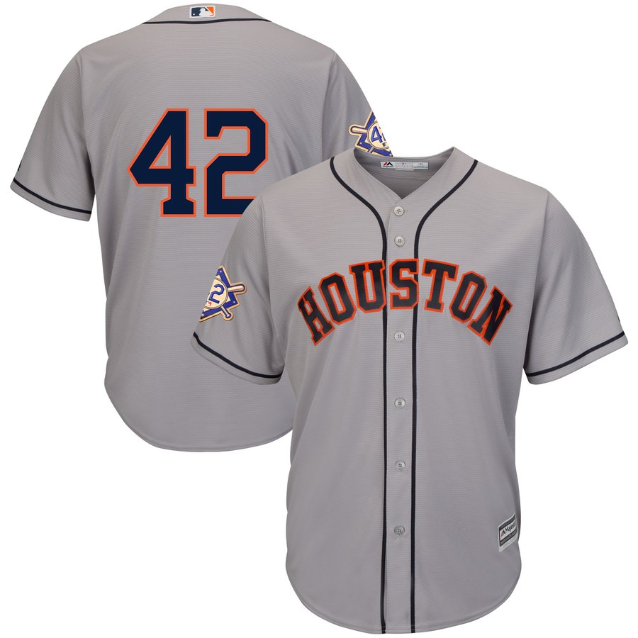 Houston Astros #42 Majestic 2019 Jackie Robinson Day Official Cool Base Jersey Gray Houston Astros #42 Majestic 2019 Jackie Robinson Day Official Cool Base Jersey Gray