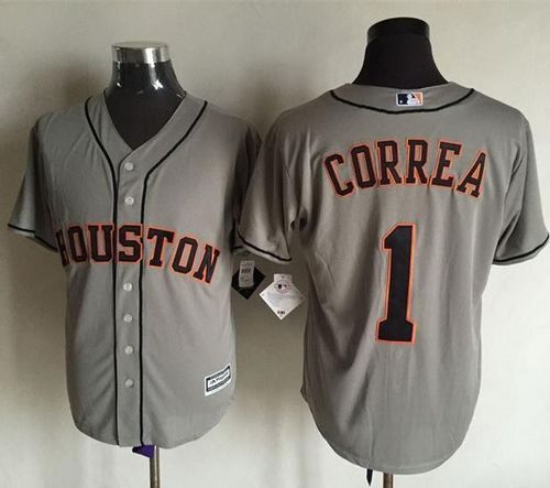Astros #1 Carlos Correa Grey New Cool Base Stitched MLB Jersey Astros #1 Carlos Correa Grey New Cool Base Stitched MLB Jersey