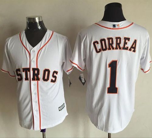 Astros #1 Carlos Correa White New Cool Base Stitched MLB Jersey Astros #1 Carlos Correa White New Cool Base Stitched MLB Jersey