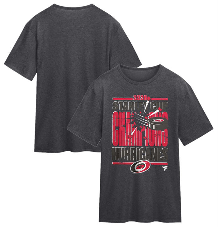 Men's Carolina Hurricanes Heather Charcoal 2026 Stanley Cup Champions Tri-Blend T-Shirt