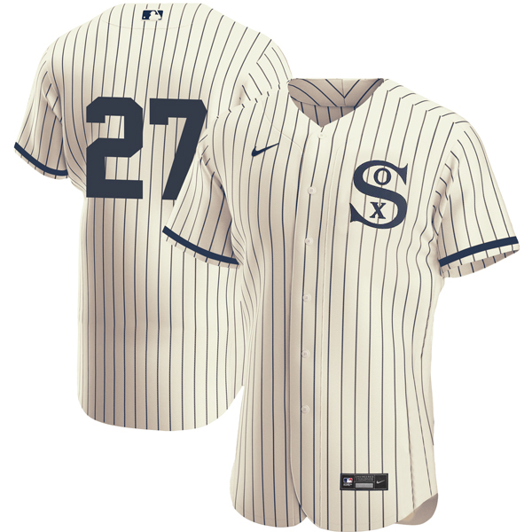 Men's Chicago White Sox #27 Lucas Giolito 2021 Cream/Navy Field of Dreams Flex Base