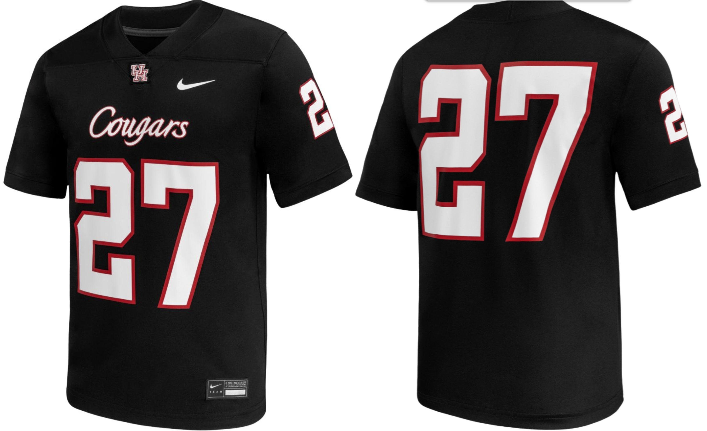 Men's University of Houston #27 Black Replica Football Jersey
