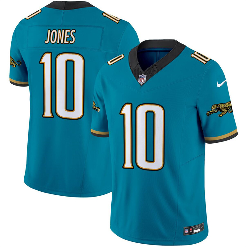Men's Jacksonville Jaguars #10 Mac Jones Teal 2024 F.U.S.E. Prowler Throwback Vapor Limited Stitched Football Jersey Men's Jacksonville Jaguars #10 Mac Jones Teal 2024 F.U.S.E. Prowler Throwback Vapor Limited Stitched Football Jersey