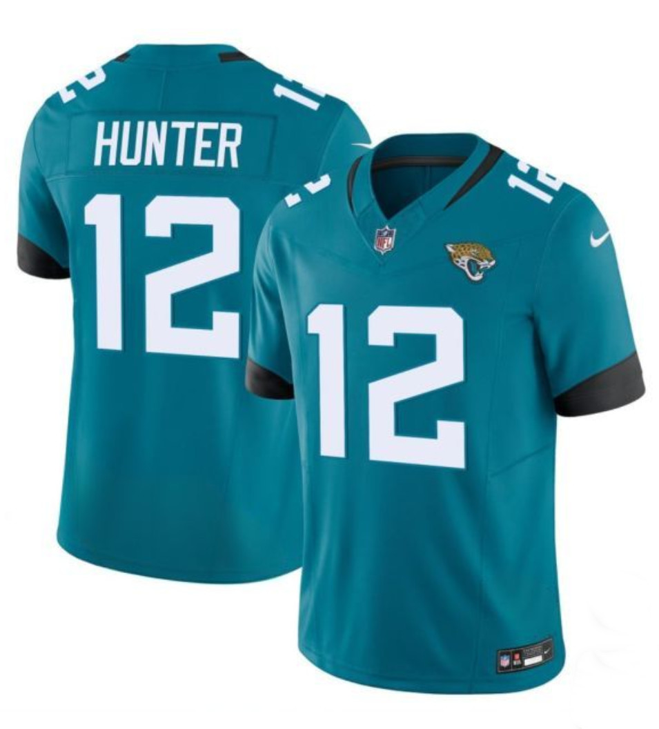 Men's Jacksonville Jaguars #12 Travis Hunter Teal 2025 Draft F.U.S.E. Vapor Limited Stitched Football Jersey Men's Jacksonville Jaguars #12 Travis Hunter Teal 2025 Draft F.U.S.E. Vapor Limited Stitched Football Jersey
