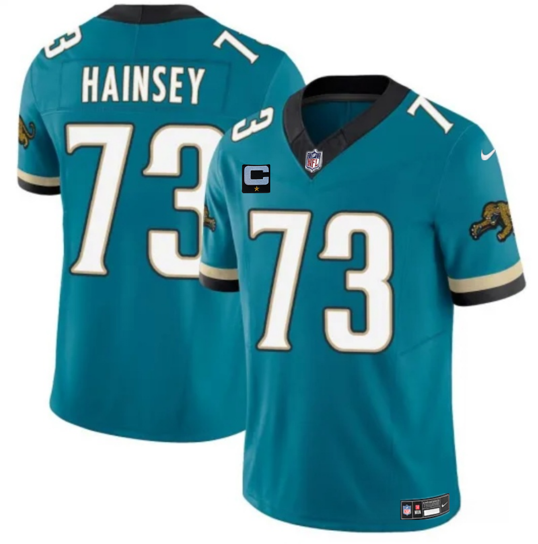 Men's Jacksonville Jaguars #73 Robert Hainsey Teal 2025 F.U.S.E. With 1-Star C Patch Prowler Throwback Vapor Limited Stitched Football Jersey Men's Jacksonville Jaguars #73 Robert Hainsey Teal 2025 F.U.S.E. With 1-Star C Patch Prowler Throwback Vapor Limited Stitched Football Jersey