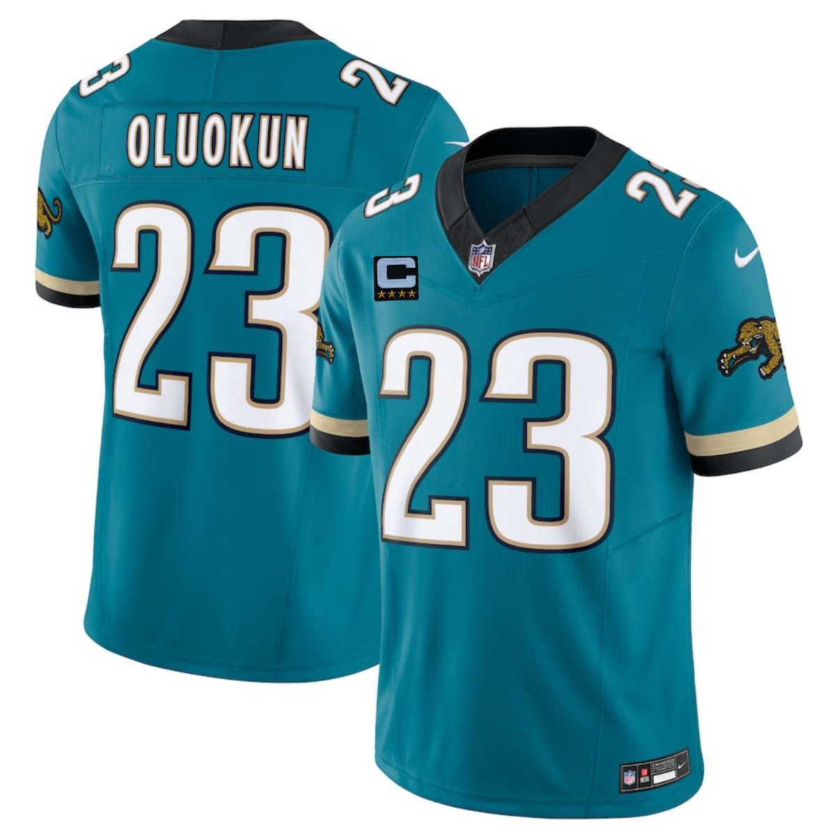 Men's Jacksonville Jaguars #23 Foye Oluokun Teal 2025 F.U.S.E. With 4-Star C Patch Vapor Untouchable Limited Stitched Jersey Men's Jacksonville Jaguars #23 Foye Oluokun Teal 2025 F.U.S.E. With 4-Star C Patch Vapor Untouchable Limited Stitched Jersey