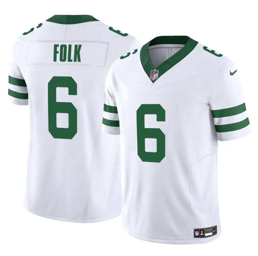 Men's New York Jets #6 Nick Folk White 2025 F.U.S.E. Classic Alternate Vapor Untouchable Limited Stitched Jersey Men's New York Jets #6 Nick Folk White 2025 F.U.S.E. Classic Alternate Vapor Untouchable Limited Stitched Jersey