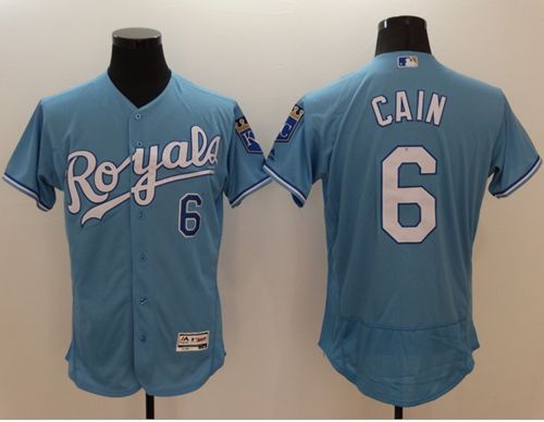 Royals #6 Lorenzo Cain Light Blue Flexbase Authentic Collection Stitched MLB Jersey Royals #6 Lorenzo Cain Light Blue Flexbase Authentic Collection Stitched MLB Jersey