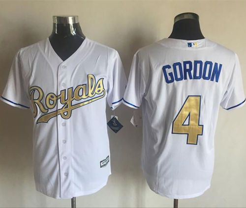 Royals #4 Alex Gordon White New Cool Base 2015 World Series Champions Gold Program Stitched MLB Jersey Royals #4 Alex Gordon White New Cool Base 2015 World Series Champions Gold Program Stitched MLB Jersey
