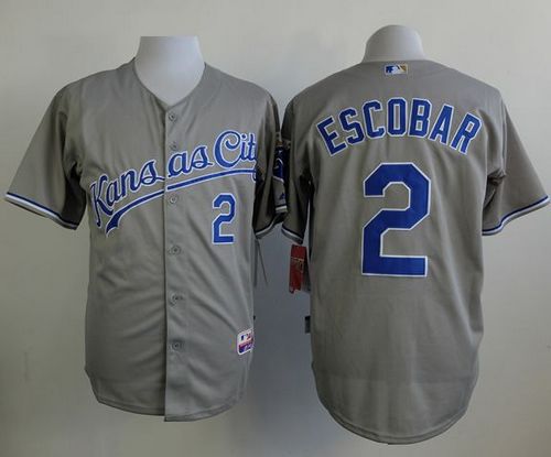 Royals #2 Alcides Escobar Grey Cool Base Stitched MLB Jersey Royals #2 Alcides Escobar Grey Cool Base Stitched MLB Jersey