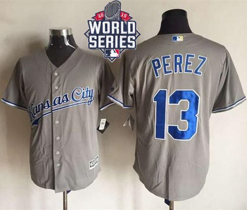 Royals #13 Salvador Perez New Grey Cool Base W/2015 World Series Patch Stitched MLB Jersey Royals #13 Salvador Perez New Grey Cool Base W/2015 World Series Patch Stitched MLB Jersey