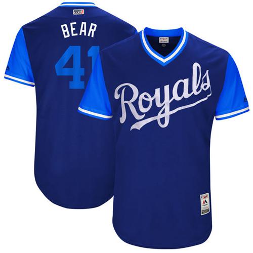 Royals #41 Danny Duffy Navy "Bear" Players Weekend Authentic Stitched MLB Jersey Royals #41 Danny Duffy Navy "Bear" Players Weekend Authentic Stitched MLB Jersey