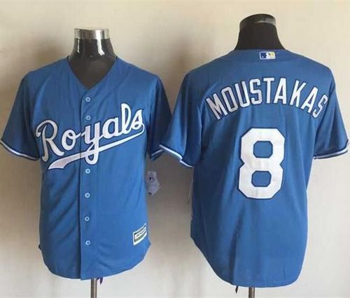 Royals #8 Mike Moustakas Light Blue Alternate 1 New Cool Base Stitched MLB Jersey Royals #8 Mike Moustakas Light Blue Alternate 1 New Cool Base Stitched MLB Jersey