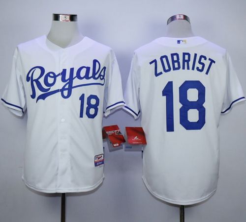 Royals #18 Ben Zobrist White Cool Base Stitched MLB Jersey Royals #18 Ben Zobrist White Cool Base Stitched MLB Jersey