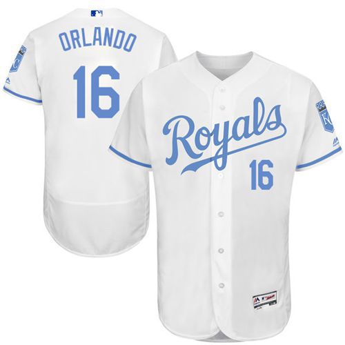 Royals #16 Paulo Orlando White Flexbase Authentic Collection Father's Day Stitched MLB Jersey Royals #16 Paulo Orlando White Flexbase Authentic Collection Father's Day Stitched MLB Jersey