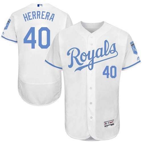 Royals #40 Kelvin Herrera White Flexbase Authentic Collection Father's Day Stitched MLB Jersey Royals #40 Kelvin Herrera White Flexbase Authentic Collection Father's Day Stitched MLB Jersey