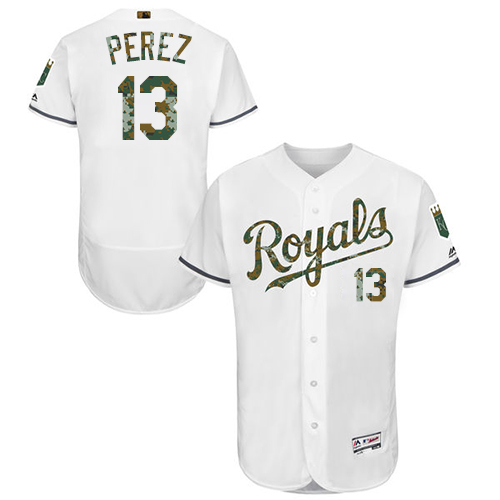Royals #13 Salvador Perez White Flexbase Authentic Collection Memorial Day Stitched MLB Jersey Royals #13 Salvador Perez White Flexbase Authentic Collection Memorial Day Stitched MLB Jersey