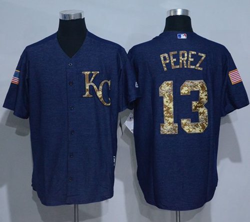 Royals #13 Salvador Perez Denim Blue Salute to Service Stitched MLB Jersey Royals #13 Salvador Perez Denim Blue Salute to Service Stitched MLB Jersey