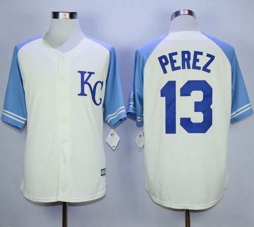 Royals #13 Salvador Perez Cream Exclusive Vintage Stitched MLB Jersey Royals #13 Salvador Perez Cream Exclusive Vintage Stitched MLB Jersey