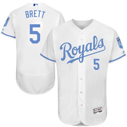 Royals #5 George Brett White Flexbase Authentic Collection Father's Day Stitched MLB Jersey Royals #5 George Brett White Flexbase Authentic Collection Father's Day Stitched MLB Jersey