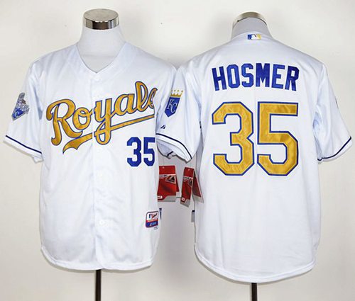 Royals #35 Eric Hosmer White 2015 World Series Champions Gold Program Stitched MLB Jersey Royals #35 Eric Hosmer White 2015 World Series Champions Gold Program Stitched MLB Jersey
