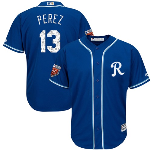 Royals #13 Salvador Perez Royal Blue 2018 Spring Training Cool Base Stitched MLB Jersey Royals #13 Salvador Perez Royal Blue 2018 Spring Training Cool Base Stitched MLB Jersey