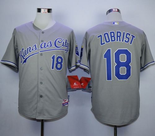 Royals #18 Ben Zobrist Grey Cool Base Stitched MLB Jersey Royals #18 Ben Zobrist Grey Cool Base Stitched MLB Jersey