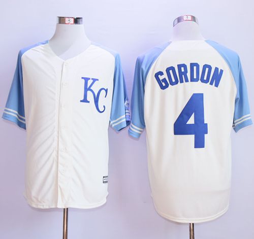 Royals #4 Alex Gordon Cream Exclusive Vintage Stitched MLB Jersey Royals #4 Alex Gordon Cream Exclusive Vintage Stitched MLB Jersey