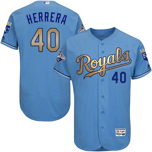 Royals #40 Kelvin Herrera Light Blue FlexBase Authentic 2015 World Series Champions Gold Program Stitched MLB Jersey Royals #40 Kelvin Herrera Light Blue FlexBase Authentic 2015 World Series Champions Gold Program Stitched MLB Jersey