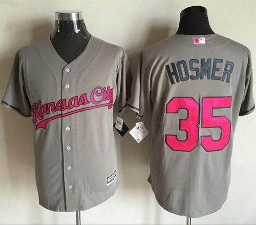 Royals #35 Eric Hosmer Grey New Cool Base Mother's Day Stitched MLB Jersey Royals #35 Eric Hosmer Grey New Cool Base Mother's Day Stitched MLB Jersey