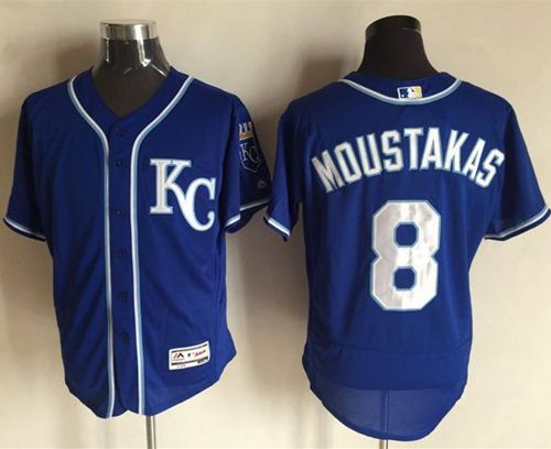 Royals #8 Mike Moustakas Royal Blue Flexbase Authentic Collection Stitched MLB Jersey Royals #8 Mike Moustakas Royal Blue Flexbase Authentic Collection Stitched MLB Jersey