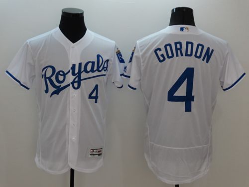 Royals #4 Alex Gordon White Flexbase Authentic Collection Stitched MLB Jersey Royals #4 Alex Gordon White Flexbase Authentic Collection Stitched MLB Jersey
