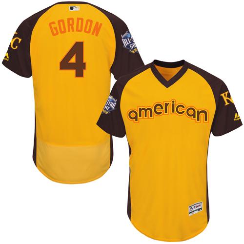 Royals #4 Alex Gordon Gold Flexbase Authentic Collection 2016 All-Star American League Stitched MLB Jersey Royals #4 Alex Gordon Gold Flexbase Authentic Collection 2016 All-Star American League Stitched MLB Jersey