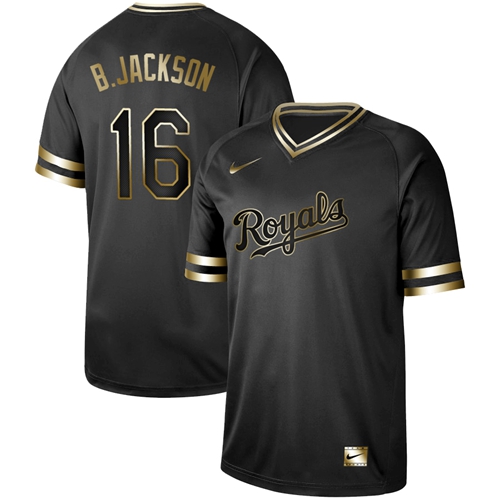 Nike Royals #16 Bo Jackson Black Gold Authentic Stitched MLB Jersey Nike Royals #16 Bo Jackson Black Gold Authentic Stitched MLB Jersey