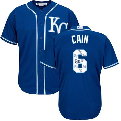 Royals #6 Lorenzo Cain Royal Blue Team Logo Fashion Stitched MLB Jersey Royals #6 Lorenzo Cain Royal Blue Team Logo Fashion Stitched MLB Jersey