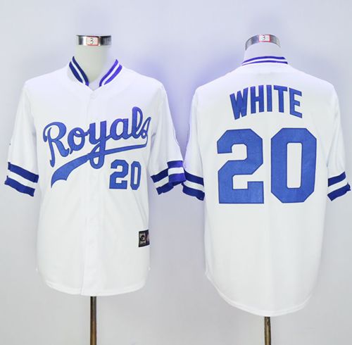 Mitchell And Ness Royals #20 Frank White White Throwback Stitched MLB Jersey Mitchell And Ness Royals #20 Frank White White Throwback Stitched MLB Jersey
