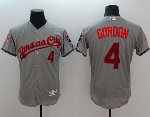 Royals #4 Alex Gordon Grey Fashion Stars & Stripes Flexbase Authentic Stitched MLB Jersey Royals #4 Alex Gordon Grey Fashion Stars & Stripes Flexbase Authentic Stitched MLB Jersey