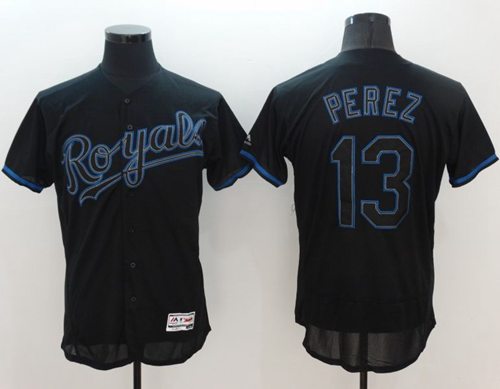 Royals #13 Salvador Perez Black Fashion Flexbase Authentic Collection Stitched MLB Jersey Royals #13 Salvador Perez Black Fashion Flexbase Authentic Collection Stitched MLB Jersey