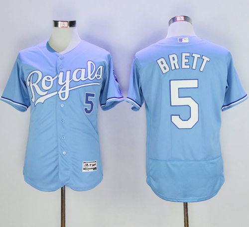 Royals #5 George Brett Light Blue Flexbase Authentic Collection Stitched MLB Jersey Royals #5 George Brett Light Blue Flexbase Authentic Collection Stitched MLB Jersey