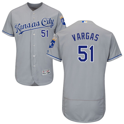 Royals #51 Jason Vargas Grey Flexbase Authentic Collection Stitched MLB Jersey Royals #51 Jason Vargas Grey Flexbase Authentic Collection Stitched MLB Jersey