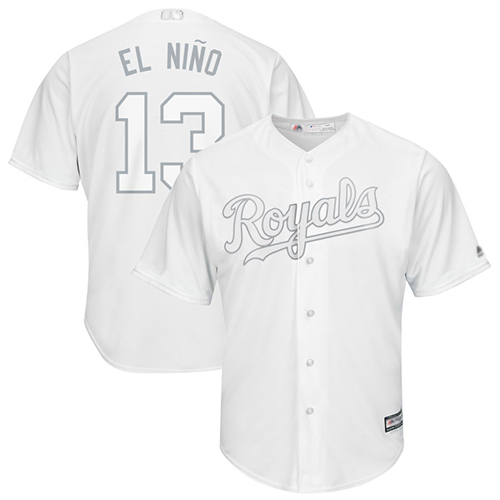 Royals #13 Salvador Perez White "El Nino" Players Weekend Cool Base Stitched MLB Jersey Royals #13 Salvador Perez White "El Nino" Players Weekend Cool Base Stitched MLB Jersey