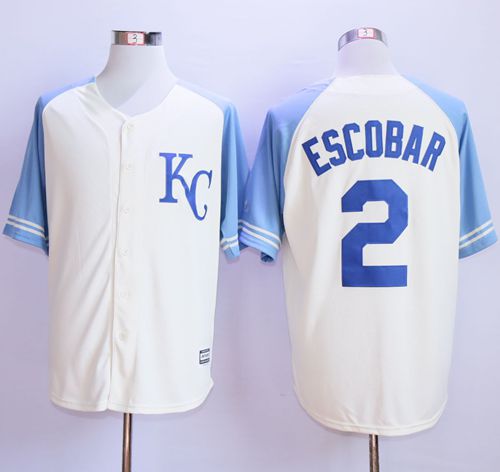 Royals #2 Alcides Escobar Cream Exclusive Vintage Stitched MLB Jersey Royals #2 Alcides Escobar Cream Exclusive Vintage Stitched MLB Jersey