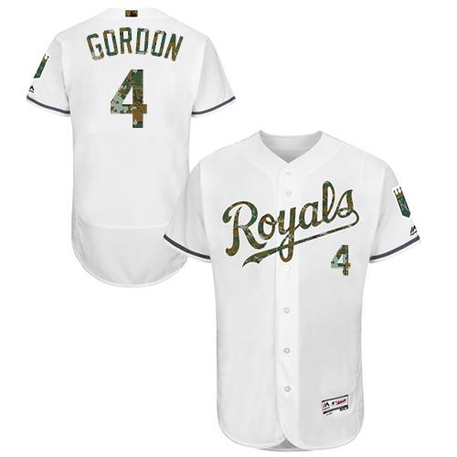 Royals #4 Alex Gordon White Flexbase Authentic Collection Memorial Day Stitched MLB Jersey Royals #4 Alex Gordon White Flexbase Authentic Collection Memorial Day Stitched MLB Jersey