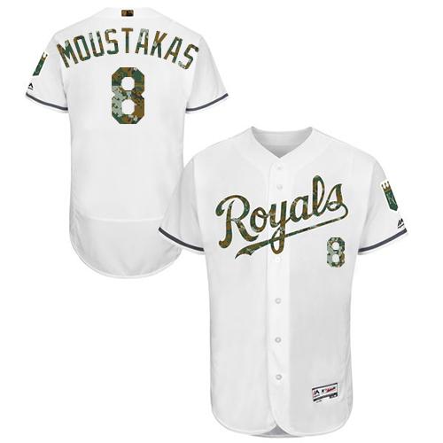 Royals #8 Mike Moustakas White Flexbase Authentic Collection Memorial Day Stitched MLB Jersey Royals #8 Mike Moustakas White Flexbase Authentic Collection Memorial Day Stitched MLB Jersey